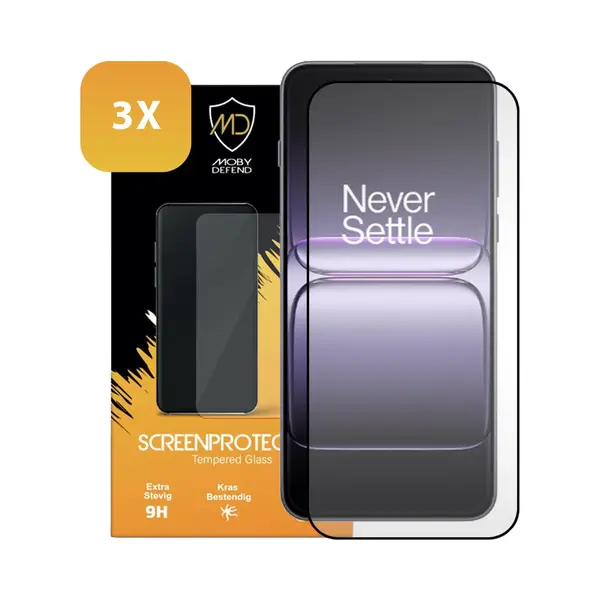 3-Pack MobyDefend Screenprotectors - Geschikt Voor OnePlus Nord 5 - Screensavers Met Zwarte Randen - Gehard Glas thumbnail