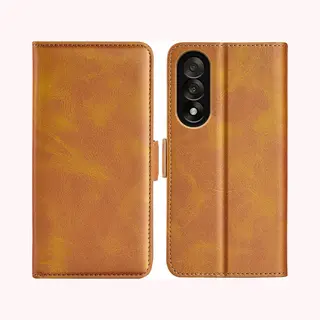 MobyDefend Hoesje - Geschikt Voor OnePlus Nord 5 - Luxe Wallet Book Case (Sluiting Zijkant) - Lichtbruin