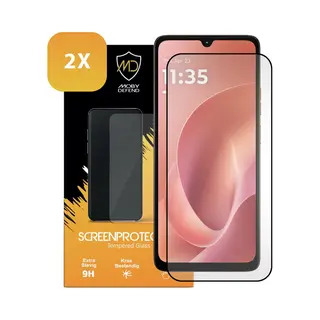 2-Pack MobyDefend Screenprotectors - Geschikt Voor Motorola Moto G06 - Screensavers Met Zwarte Randen - Gehard Glas