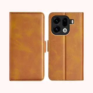 MobyDefend Hoesje - Geschikt Voor Oppo Find X9 Pro - Luxe Wallet Book Case (Sluiting Zijkant) - Lichtbruin
