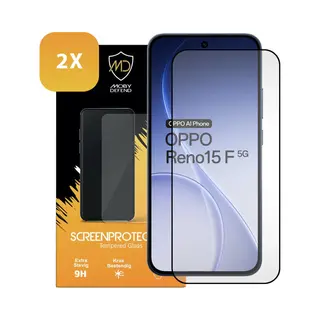 2-Pack MobyDefend Screenprotectors - Geschikt Voor Oppo Reno15 F / Oppo Reno15 Fs - Screensavers Met Zwarte Randen - Gehard Glas