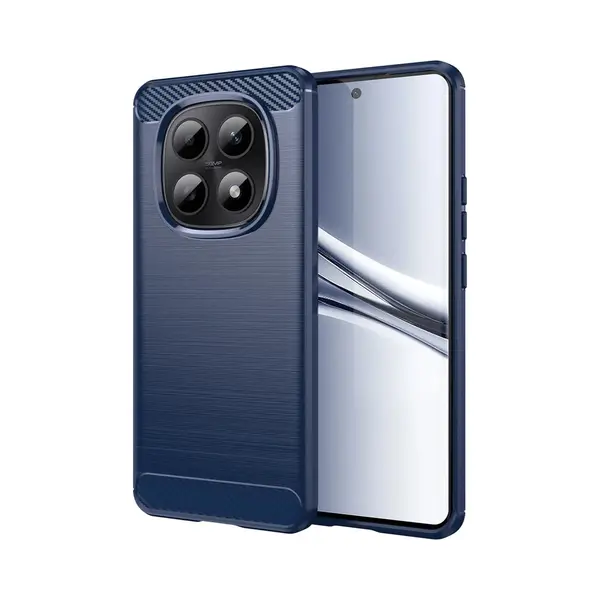 MobyDefend Hoesje - Geschikt Voor Xiaomi Redmi Note 15 5G - Tpu Backcover - Geborstelde Metaal & Carbon-Look - Blauw thumbnail