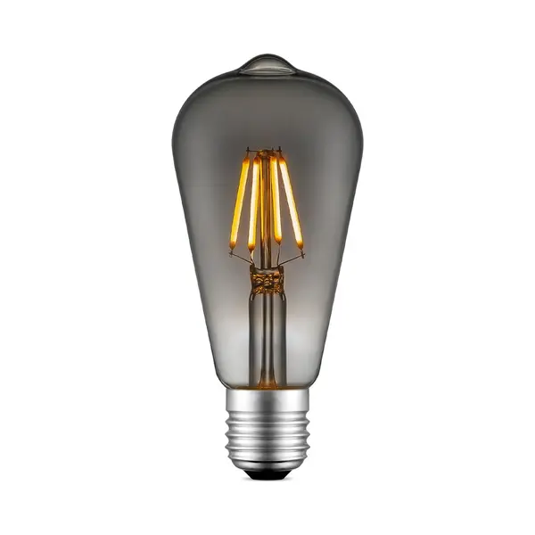 Home Sweet Home - Edison Vintage E27 Led Filament Lichtbron Drop - Rook - 6.4/6.4/14cm - ST64 Deco - Retro Led Lamp - Dimbaar - 4W 150lm 1800K - Warm thumbnail
