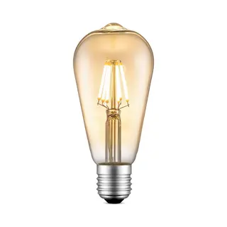 Home Sweet Home - Edison Vintage E27 Led Filament Lichtbron Drop - Amber - 6.4/6.4/14cm - ST64 Deco - Retro Led Lamp - Dimbaar - 6W 660lm 2700K - Warm