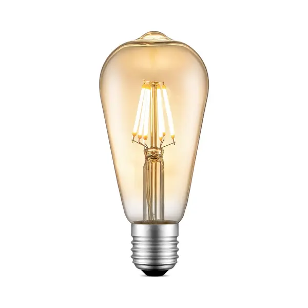 Home Sweet Home - Edison Vintage E27 Led Filament Lichtbron Drop - Amber - 6.4/6.4/14cm - ST64 Deco - Retro Led Lamp - Dimbaar - 6W 660lm 2700K - Warm thumbnail