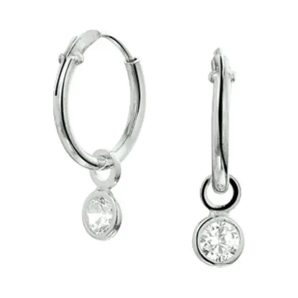 Glams Klapoorringen Zirkonia - 12.5 Mm - Zilver thumbnail