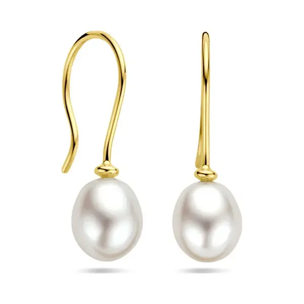 Marie, Oorbellen, Celeste Overhangers Parel French Hook - Gold, (14 Karaat Geelgoud) thumbnail