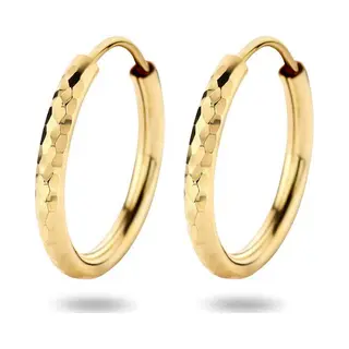 Marie, Oorbellen, Celeste Oorringen Rohrröhrchen -Diamant - 16 Mm - Gold, (14-karaats Goud)