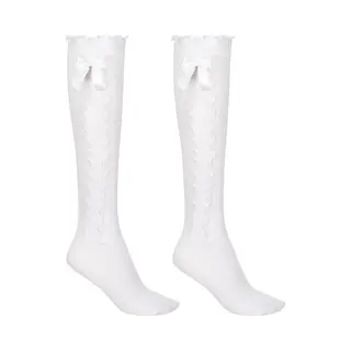 Haus Huberts Oktoberfest Kniekousen Dames - Met Strik - Wit - Tiroler Kousen - Oktoberfest Dames - Maat 39-42