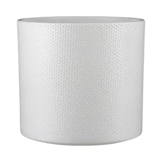 Mica Decorations Bloempot - Wit - Relief - Keramiek - D26 X H28 Cm - Plantenpotten Binnen