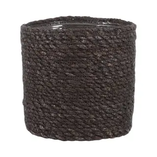 Mica Decorations Plantenmand - Grijs - Rotan - 16 X 16 Cm - Met Plastic Binnenkant