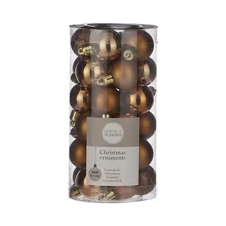 House Of Seasons Kleine Kunststof Kerstballen Pakket - Licht Koper - Dia 3 Cm - 30 Stuks - Mini Kerstballen