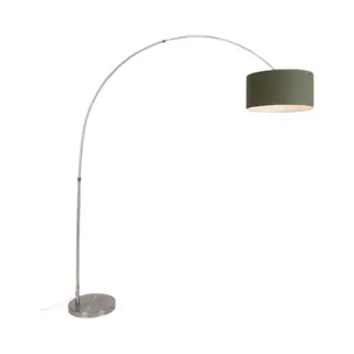 Qazqa Satin - Moderne Staande Booglamp - 1 Lichts - H 2200 Mm - Groen - Woonkamer | Slaapkamer | Keuken