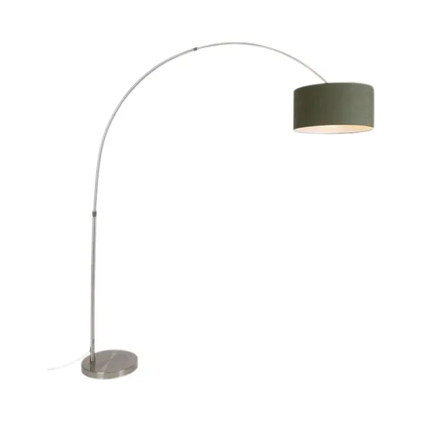 Qazqa Satin - Moderne Staande Booglamp - 1 Lichts - H 2200 Mm - Groen - Woonkamer | Slaapkamer | Keuken thumbnail