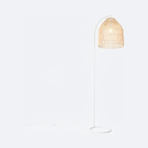 Qazqa Land Stehlampe Weiß Mit Rattan - Sam thumbnail
