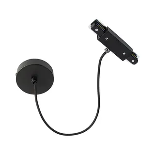 Qazqa - I Stromversorgung Mit Runder Montageplatte Für 1-Phasenschiene Schwarz - Iconic I Wohnzimmer I Schlafzimmer - Stahl Rund - Led Geeignet