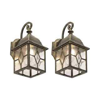 Qazqa - Set Of 2 Romantic Outdoor Wall Lanterns Bronze - London Garden- - Country - Suitable For Led E27 | 1 Light - Aluminium Outdoor Wall Light -