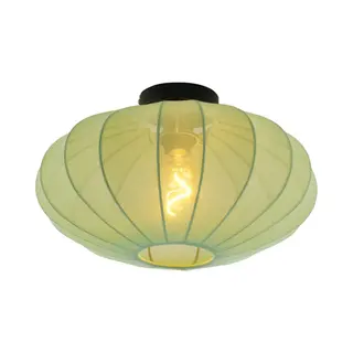 Qazqa Japandi Ceiling Light Green With Fabric Shade - Bida