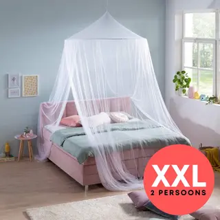 Zavelo Klamboe Big Met Extra Grote Spanring Wit Met Deur Xxl - 2 Persoons Klamboe - Reisklamboe - Mosquitonet 2 Persoons - Muggennet Twee Persoons -