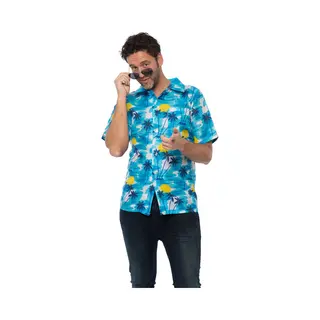 Partychimp Hawaii Blouse Mannen Carnavalskleding Heren Foute Party Verkleedkleren Volwassenen Carnaval Foute Party - Polyester - Blauw - Maat S/M