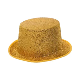 Partychimp Glitterhoed Carnaval Accessoires Voor Bij Carnavalskleding Dames Carnavalskleding Heren Verkleedkleren Volwassenen - Polyester - Goud -