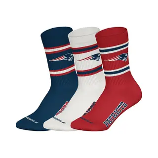 Huddle Nfl New England Patriots 3pk Crew Socks - Wht/Red/Nny - 43/46