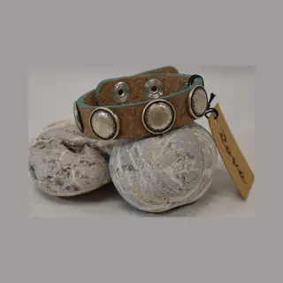 MustHaves - Armband - Leer - Edelstaal - Leder - Druksluiting - Lengte 24 Cm - Verstelbaar - Breedte 2 Cm - Nikkel Vrij