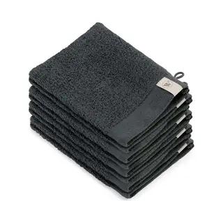 Walra Washandjes 8 Stuks - 8x 16x21 - 100% Katoenen Washand Met Ophanglusje En Luxe Brede Boord - Antraciet