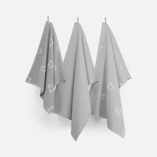 Walra Keukenset Glossy Grapevine - 2x 50x70 + 1x 50x50 - 100% Katoen - Grijs