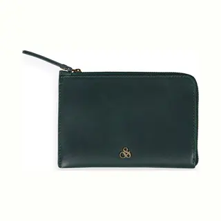 Scotch & Soda Leren Kaarthoes Identiteitskaarthoesje Zip Travel Wallet Preppy Green Donkergroen