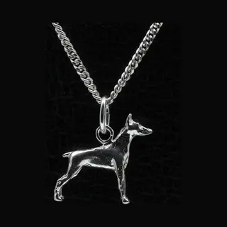 Mooye ® - Collectie Zilveren Dobermann Oren Gecoupeerd Ketting Hanger - Klein
