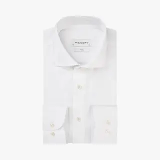 Profuomo Sky Blue Travel Overhemd Wit, Effen