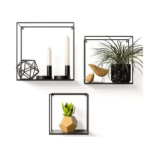 Gadgy Metal Wall Shelf Industrial | 3 Piece Set | Black Shelf |Floating Shelves | Metal Kitchen Shelves | Bedroom Shelves | Decorative Home