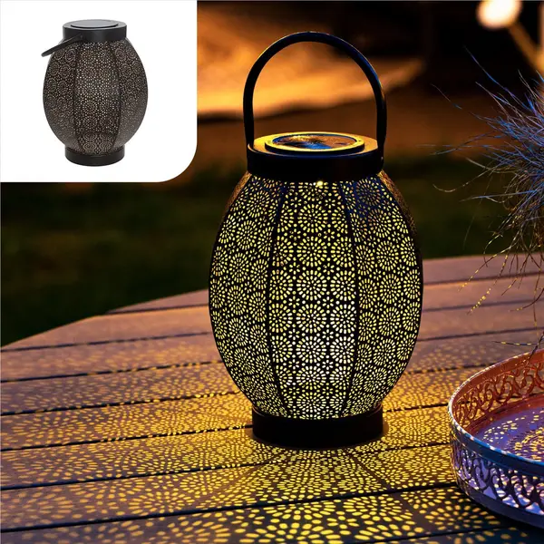 Gadgy Solar Laterne Für Außen - Orientalische Hänge Oder Tischlampe Im Blumen Design Für Garten, Balkon & Terrasse, Dekorative Beleuchtung Für thumbnail