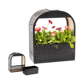 Gadgy Solar-Wandlampe Mit Blumentopf – Wandvase Hängend Mit Warmweißem Solarlicht – Beleuchtete Blumenampel Für Balkon & Terrasse –