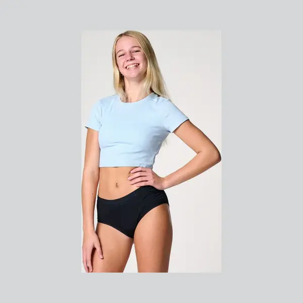 moodies period undies Moodies Menstruatie Ondergoed Tiener - Bamboe Hipster - Zwaar Kruisje - Maat 152-158 (Xs) - Zwart thumbnail