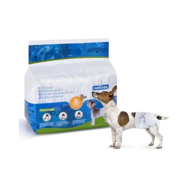 Nobleza - Disposable Dog Diapers For Female, Puppy Nappies Small, Training Diapers With Leak Proof Fit, Super Absorbent, Easy To Adjust, Ultra thumbnail