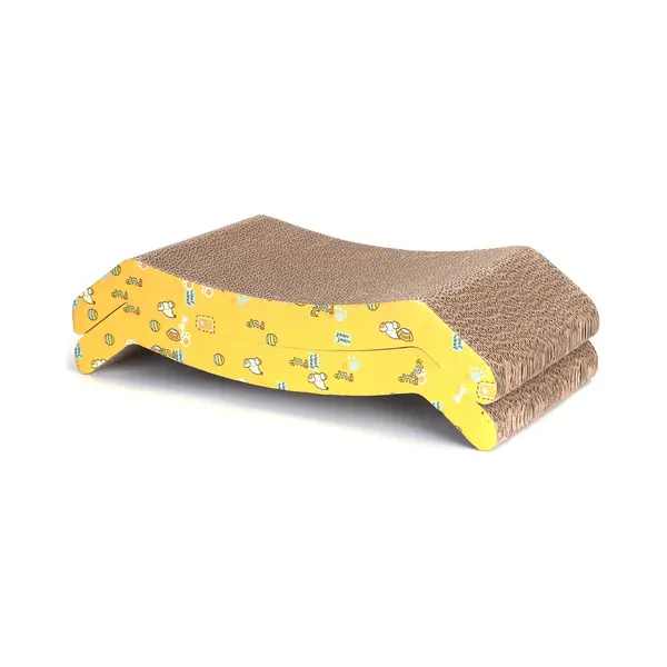 Nobleza 2Pcs Cat Scratching Board, Reversible Use Curved Shape Cat Scratcher With Catnip, High Density Corrugated Scratcher Cardboard, Durable thumbnail