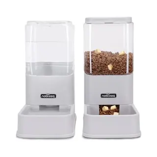 Nobleza 4021N - Automatische Dierenvoederset - Set Van 2 - Fontein Kat - Dier Voeder - Grijs
