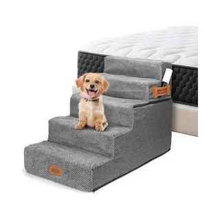 Nobleza Hundetreppe Für Kleine Hunde, Hunderampe Und Haustiertreppe Mit Fusselrolle, 5 Stufen Katzentreppe Und Hundetreppe Für Bett Sofa