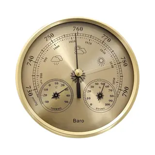 Yono Barometer Voor Binnen - Analoog - 12cm - Hygrometer - Thermometer - Weerstation - Goud