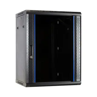 Dsit 15HE Netzwerkschrank (Serverschrank) 19 Zoll Wandmontage Mit Glastür (BxTxH) 600 X 600 X 770mm - Schwarz - Traglast 60 Kg