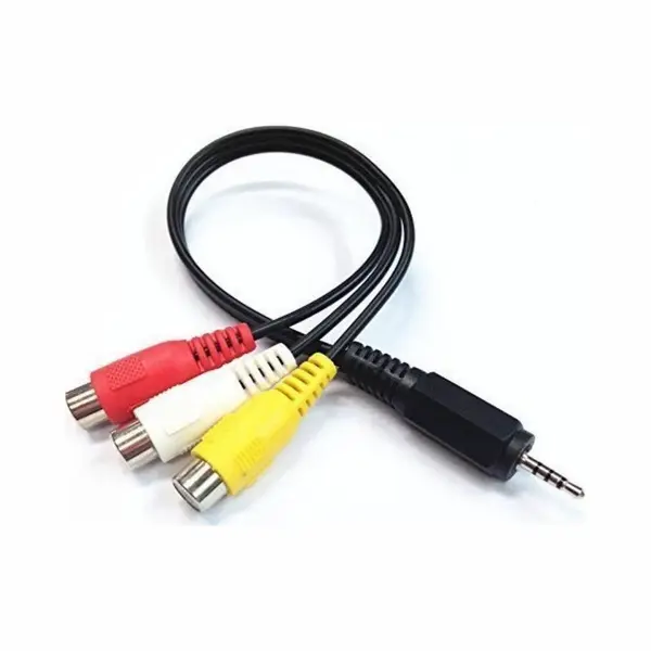Dolphix 2, 5mm Jack 4-polig - Composiet Audio Video Adapter - Versie Rechts/links/video/massa (Trrs) - 0, 20 Meter thumbnail
