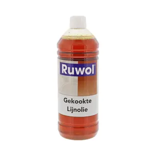 Ruwol Gekookte Lijnolie 1 Liter - Houtolie - Universeel - Beschermt Hout - Verfraai Natuursteen - Voorkom Roesten Van Metaal - Impregneren Betonvloer