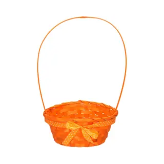 Excellent Houseware Rieten Mandje Met Hengsel - Oranje - 21 X 39 Cm - Opbergen - Paaseieren Mandje