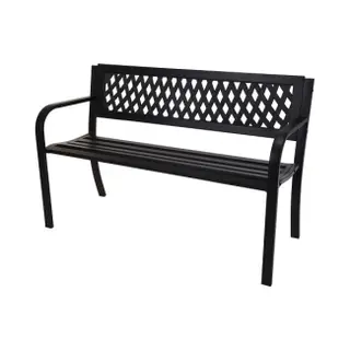 Relaxwonen Tuinbank – Weerbestendig Staal – Draagvermogen 220 Kg – 119 X 50 X 75 Cm – Zwart
