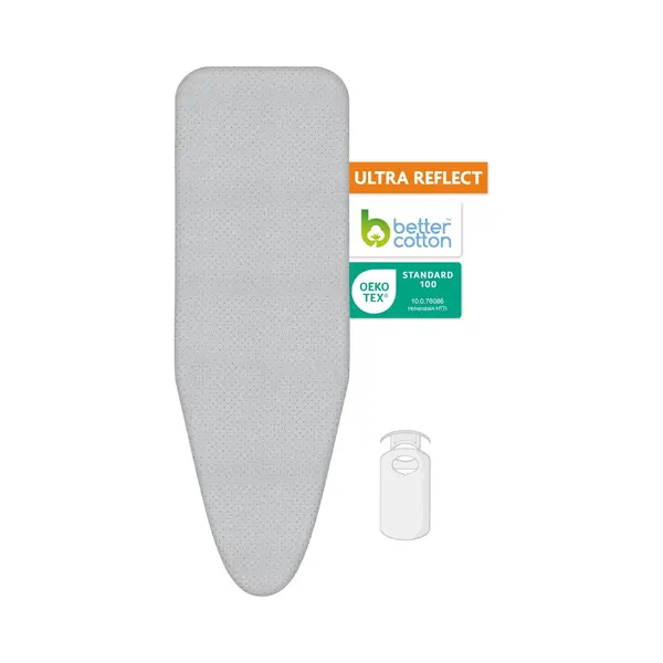 LaundrySpecialist Ironing Board Cover With Heat Reflection - Faster Ironing - For Ironing Boards Size S/M - Width 32-37 Cm And Length 110-115 Cm - thumbnail