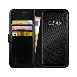 Rosso Element Book Case Wallet Hoesje Geschikt Voor Samsung Galaxy S9 Plus | Portemonnee | 3 Pasjes | Magneetsluiting | Stand Functie | Zwart