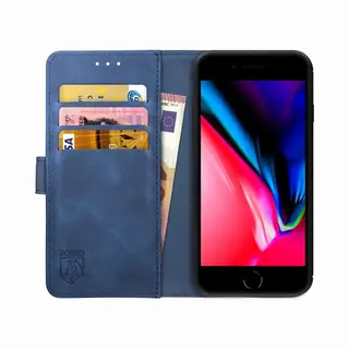 Rosso Element Book Case Wallet Hoesje Geschikt Voor Apple IPhone Se (2020 / 2022) | Portemonnee | 3 Pasjes | Magneetsluiting | Stand Functie | Blauw