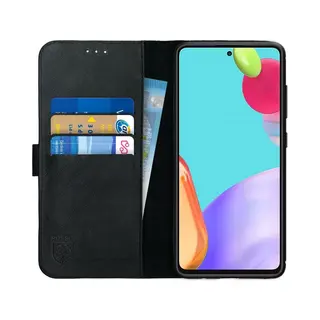 Rosso Deluxe Echt Leer Book Case Hoesje Geschikt Voor Samsung Galaxy A52 / A52S | Ruimte Voor Drie Pasjes | Portemonnee Book Case | Met Pasjeshouder |